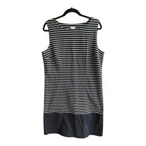 Talbots Size L Black & White Sleeveless Striped Sheath Dress
